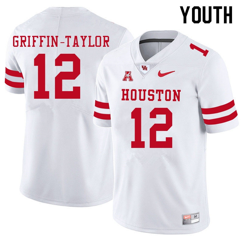 Youth #12 Demarcus Griffin-Taylor Houston Cougars College Football Jerseys Sale-White